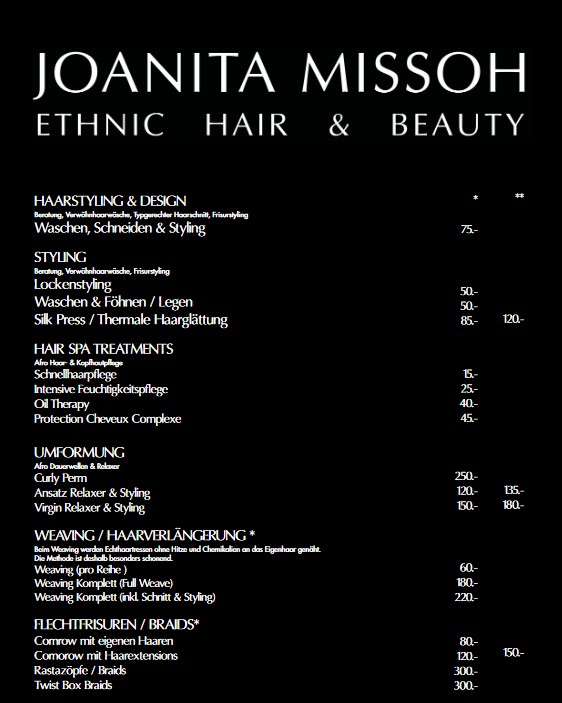 Preise Ethnic-Hair-Beauty